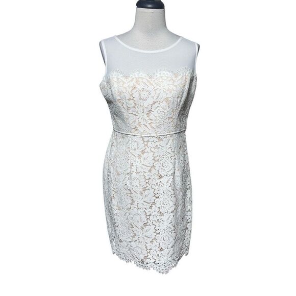 Lulus Sleeveless White Lace Empire Waist Semi Formal Dress Size Medium - Picture 1 of 5